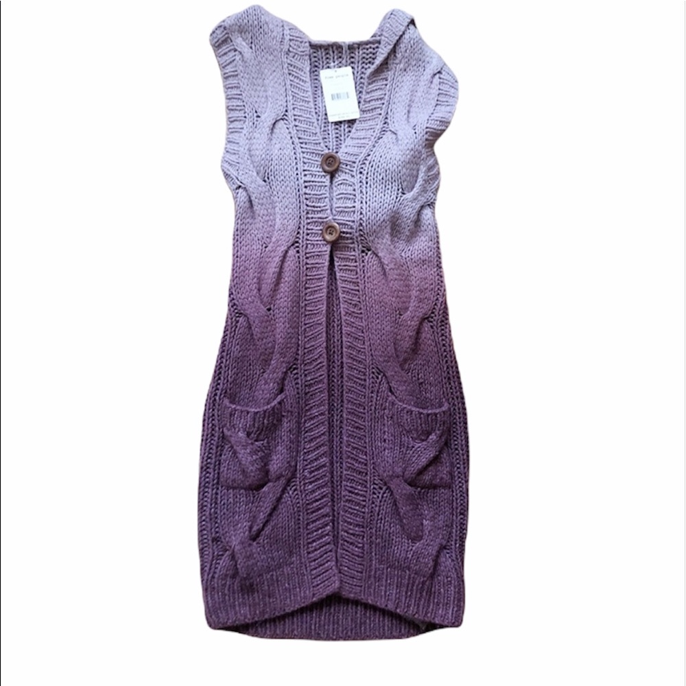 Free People Purple Dye Wool Long Cardigan